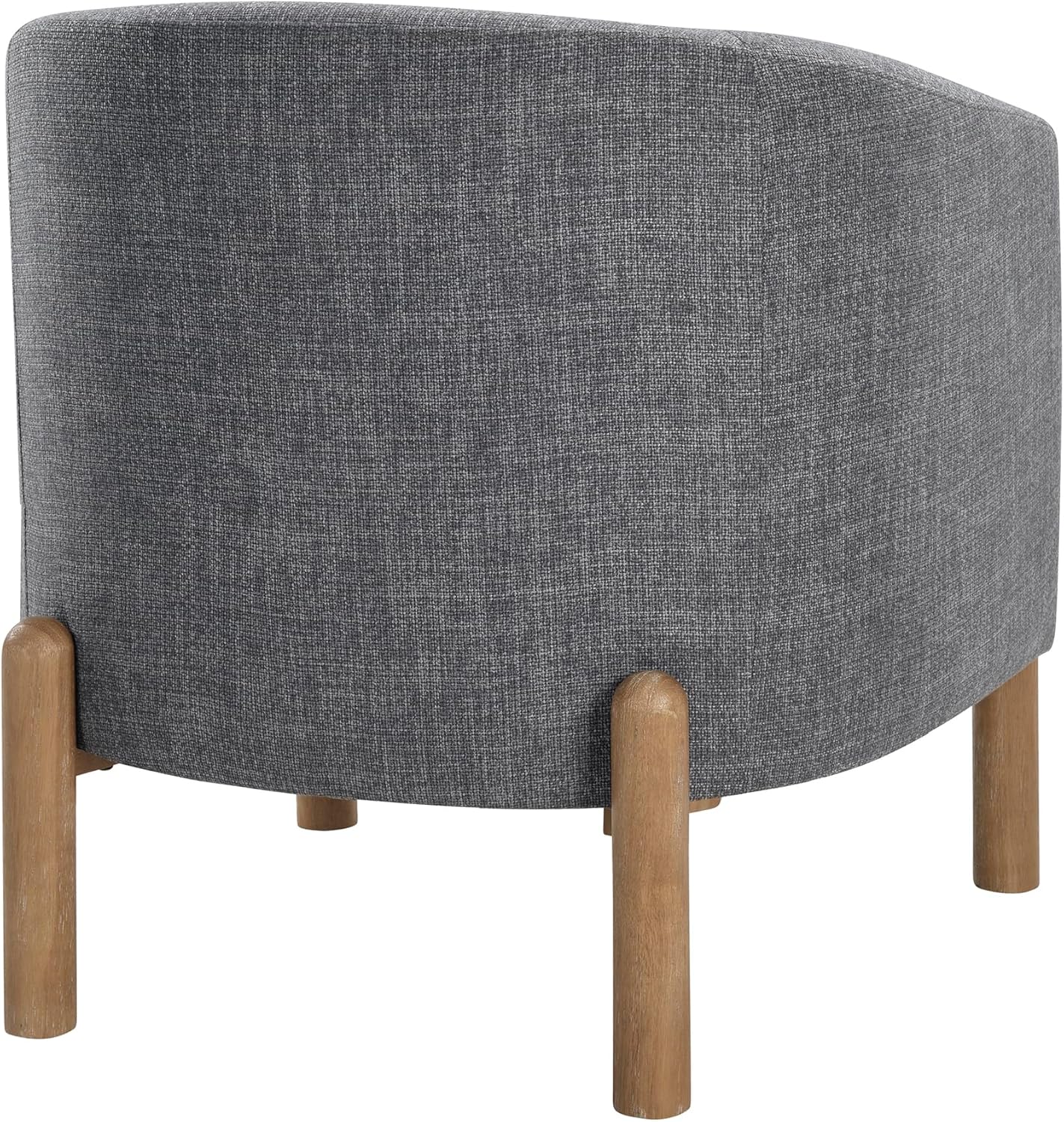 Lexicon Modern Accent Chair, Textured Fabric Barrel Seat with Solid Wood Legs, Upholstered Single Sofa Chairs for Living Room/Bedroom/Office/Apartment, Gray