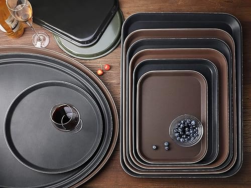 Miniatura 9 de New Star Foodservice Bandeja antideslizante, plástico, forro de goma, redonda (marrón, 14 pulgadas)