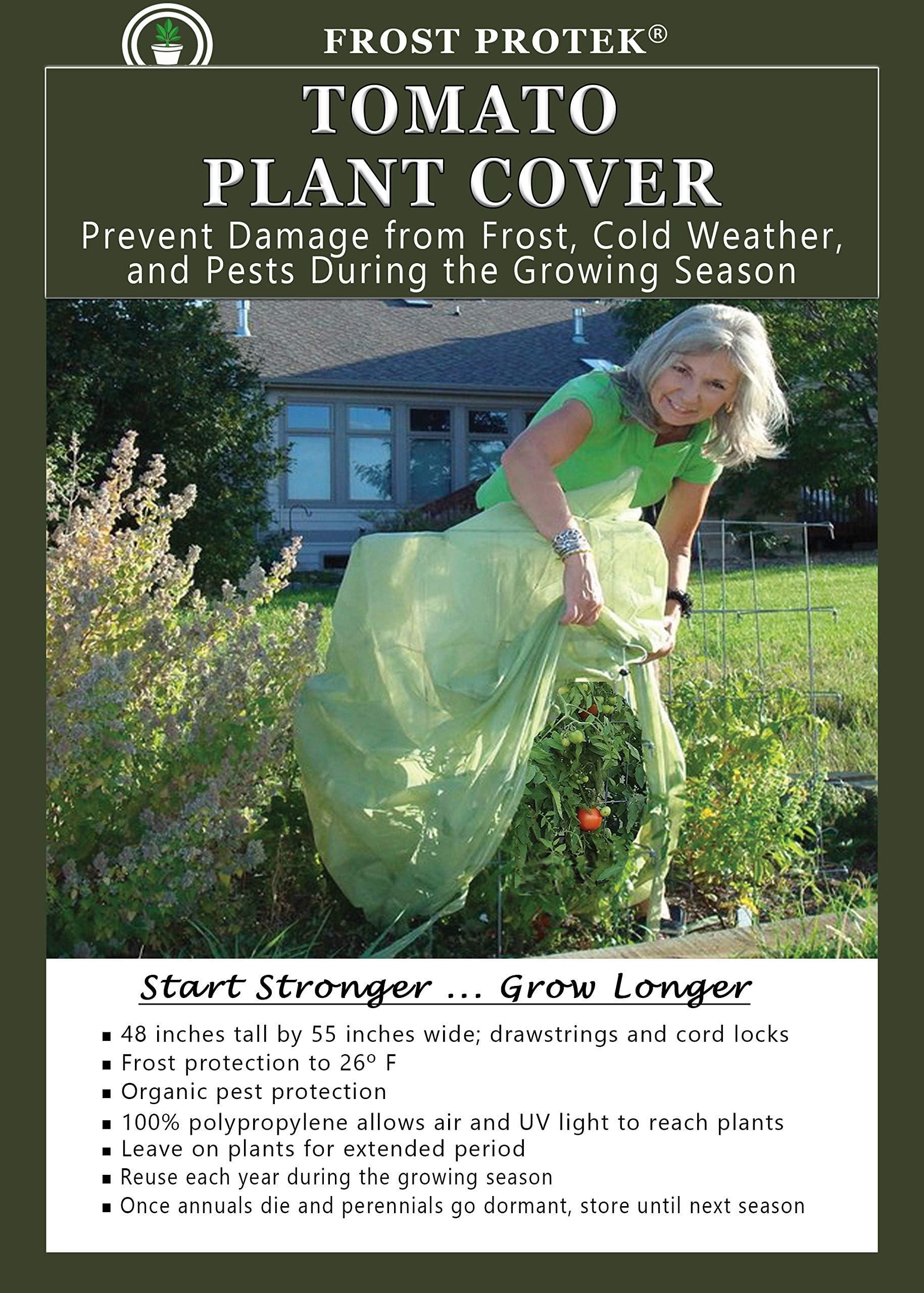 Plant Covers - Netting for Freeze and Pest Protection - Polypropylene Mesh Cloth Wrap for Cold Winter Weather & Transitioning - Outdoor Garden Tomato Plant Cover (4' Tall x 4.5' Wide)