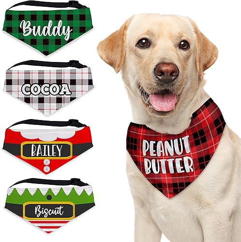 Bandanas de Navidad personalizadas para perro con cuello ajustable 3 tamaños 10 diseños bufanda personalizada para perro con nombre