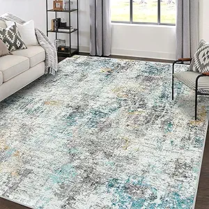 Area Rugs 5x7 Living Room: Large Soft Washable Rug Modern Abstract Anti-Skid Non-Shedding Carpet Indoor Floor Thin Carpets for Bedroom Dining Room Farmhouse Nursery Home Office Multi