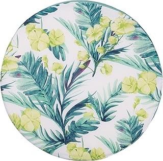 Brandseller Cojín para silla, cojín de suelo, redondo, aprox. 40 cm de diámetro x 3 cm, diseño de flores, microfibra, turquesa/blanco/verde., individual