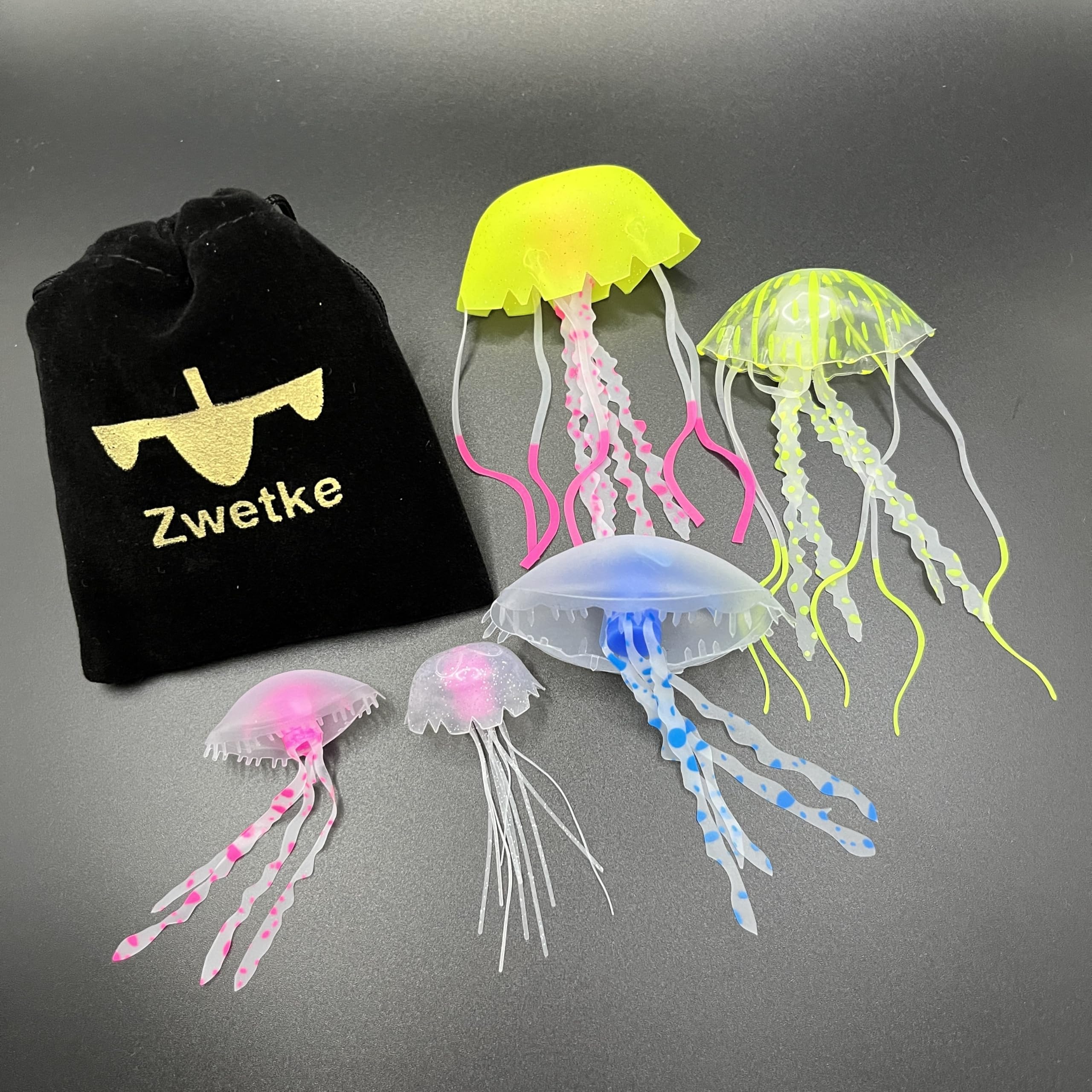 Medusa de fantasía para lámparas de medusas, juego de 5 medusas de silicona brillantes de varios tamaños y colores, para cualquier marca de luces de lava de medusas 8