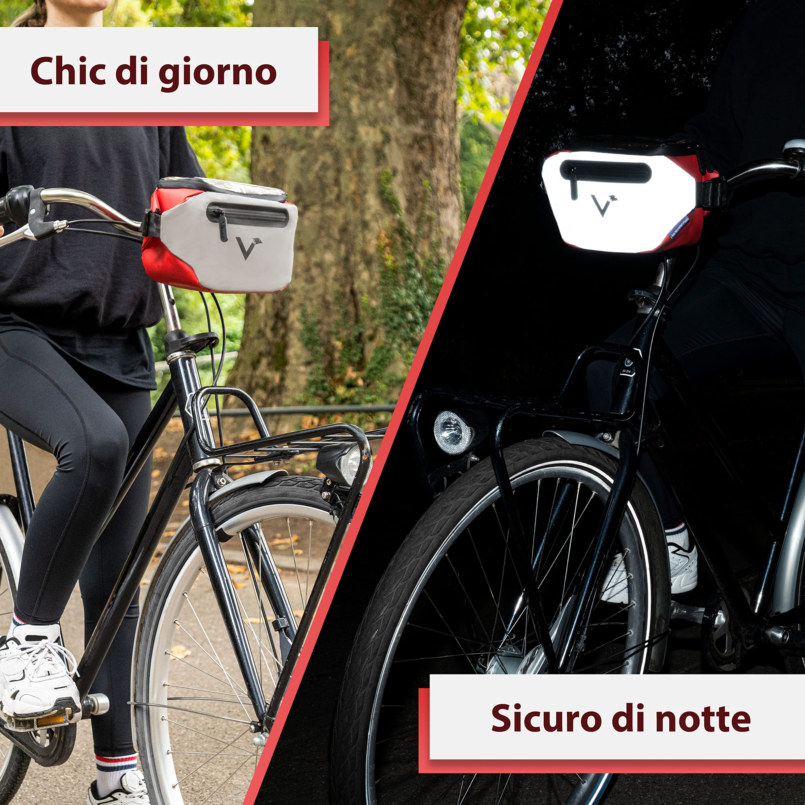 Valkental® - Borsa 3 in 1 per bici compatibile con KLICKfix | Riflettente e impermeabile - Utilizzabile come borsa da manubrio e marsupio | 4L capacità | Per bici e Ebike.