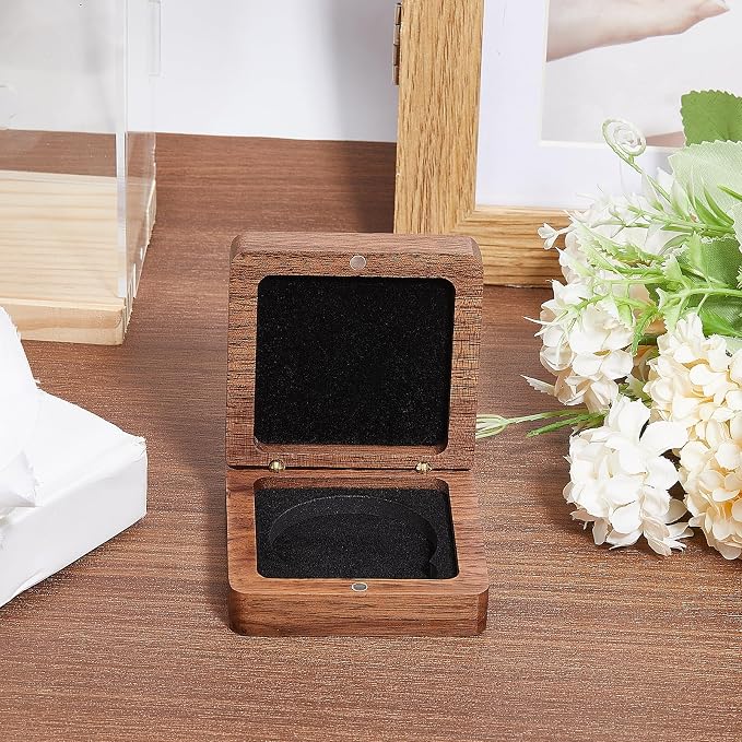 Caja para moneda con interior de terciopelo negro miniatura 2