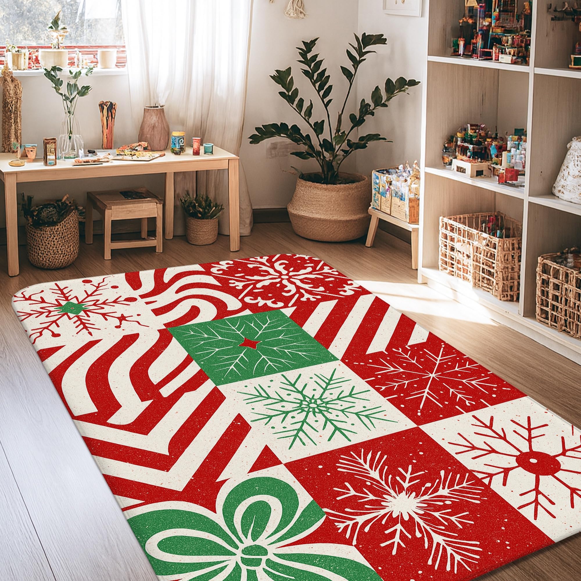 Tapis flocon de neige rectangulaire 1,2x1,8m antidérapant pour salon