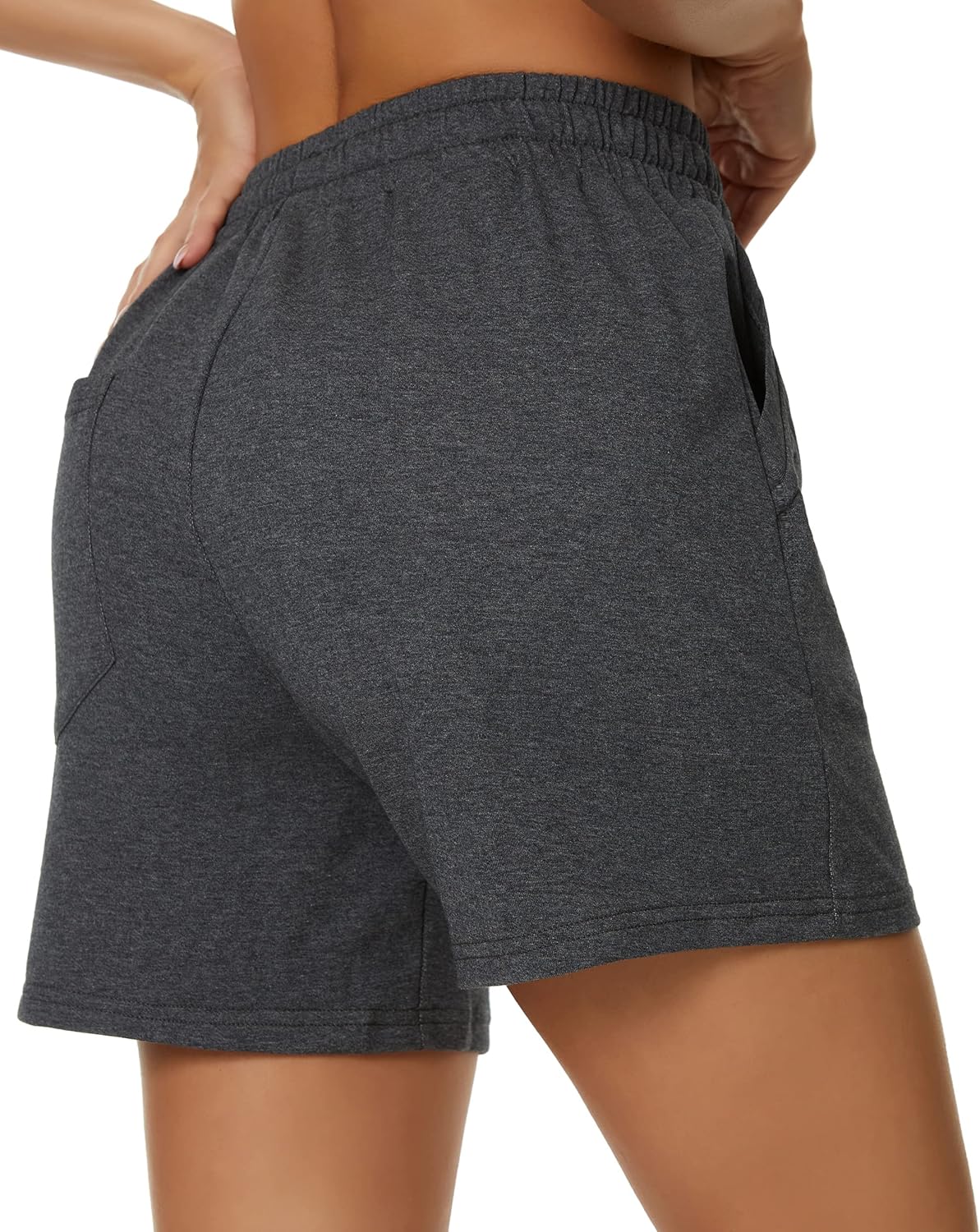 Tandisk Women's 5" Casual Jersey Cotton Shorts Lounge Yoga Pajama Walking Shorts with Pockets Activewear - Image 2