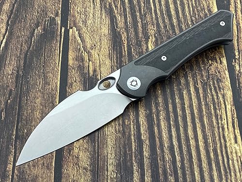 Sixleaf Cuchillo plegable M390 Hoja TC4 aleación de titaniofibra de carbono Mango SL-28