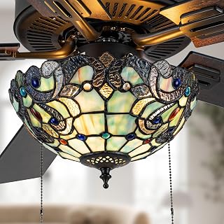 52 inch Magna Carta Tiffany stained glass fan