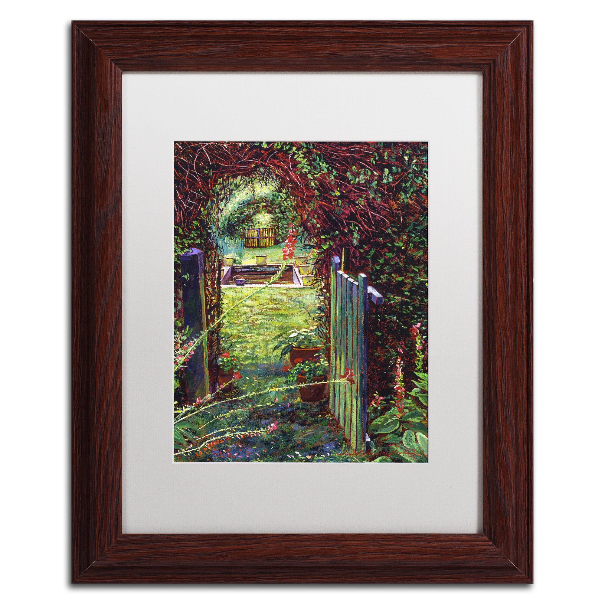 Wicket Garden Gate by David Lloyd Glover, White Matte, Wood Frame 11x14-Inch