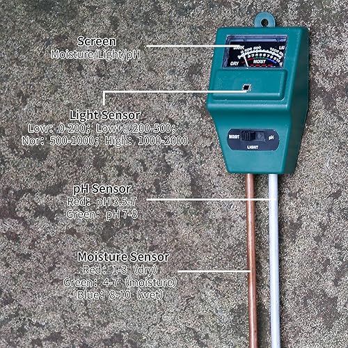 Miniatura 3 de MEASUREMAN Probador de suelo 3 en 1 de humedadluzpH, kits de herramientas de jardinería para el cuidado de plantas, adecuado para interiores y