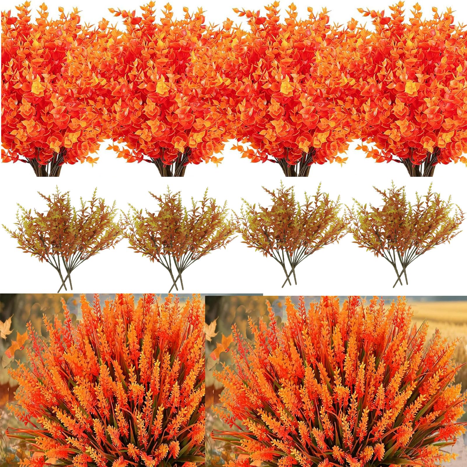 Toprooms artificial plants hanging hanging plants artificial artificial plant fern green leaves green plants plastic plants 80cm for outdoor balcony wall wedding garden decoration (3 types of orange) — image 1