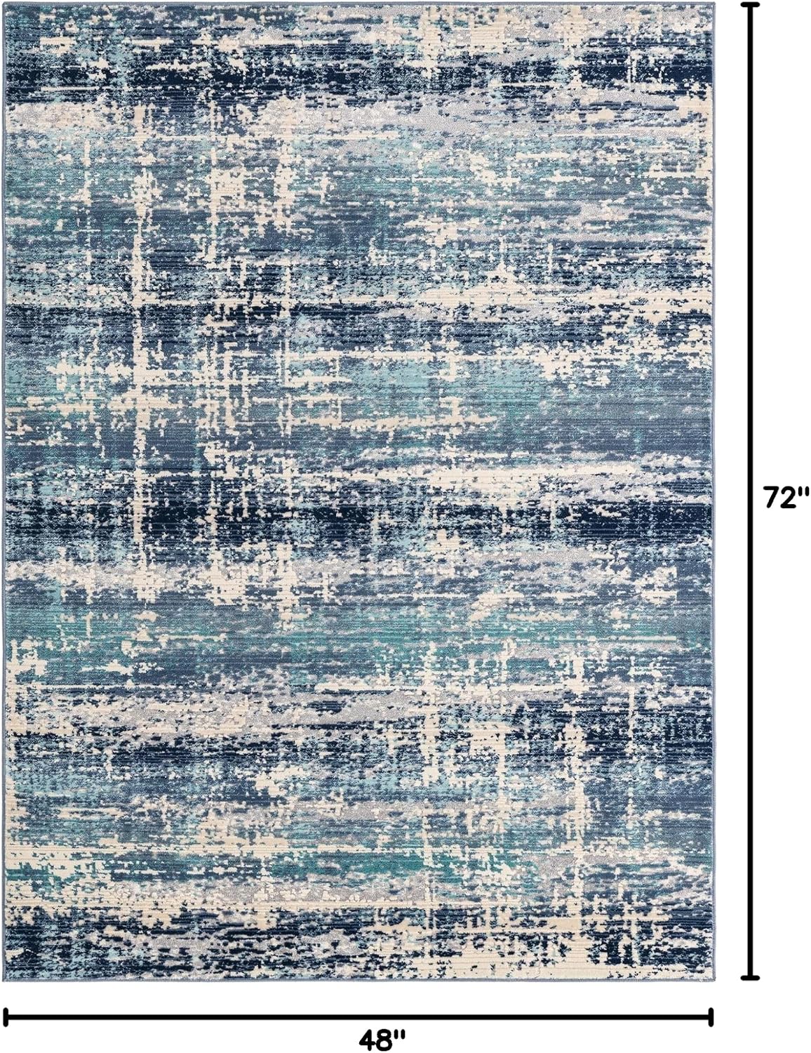 Rugs.com Malibu Collection Area Rug – 4' x 6' Blue Low-Pile Rug Perfect for Entryways, Kitchens, Breakfast Nooks, Accent Pieces