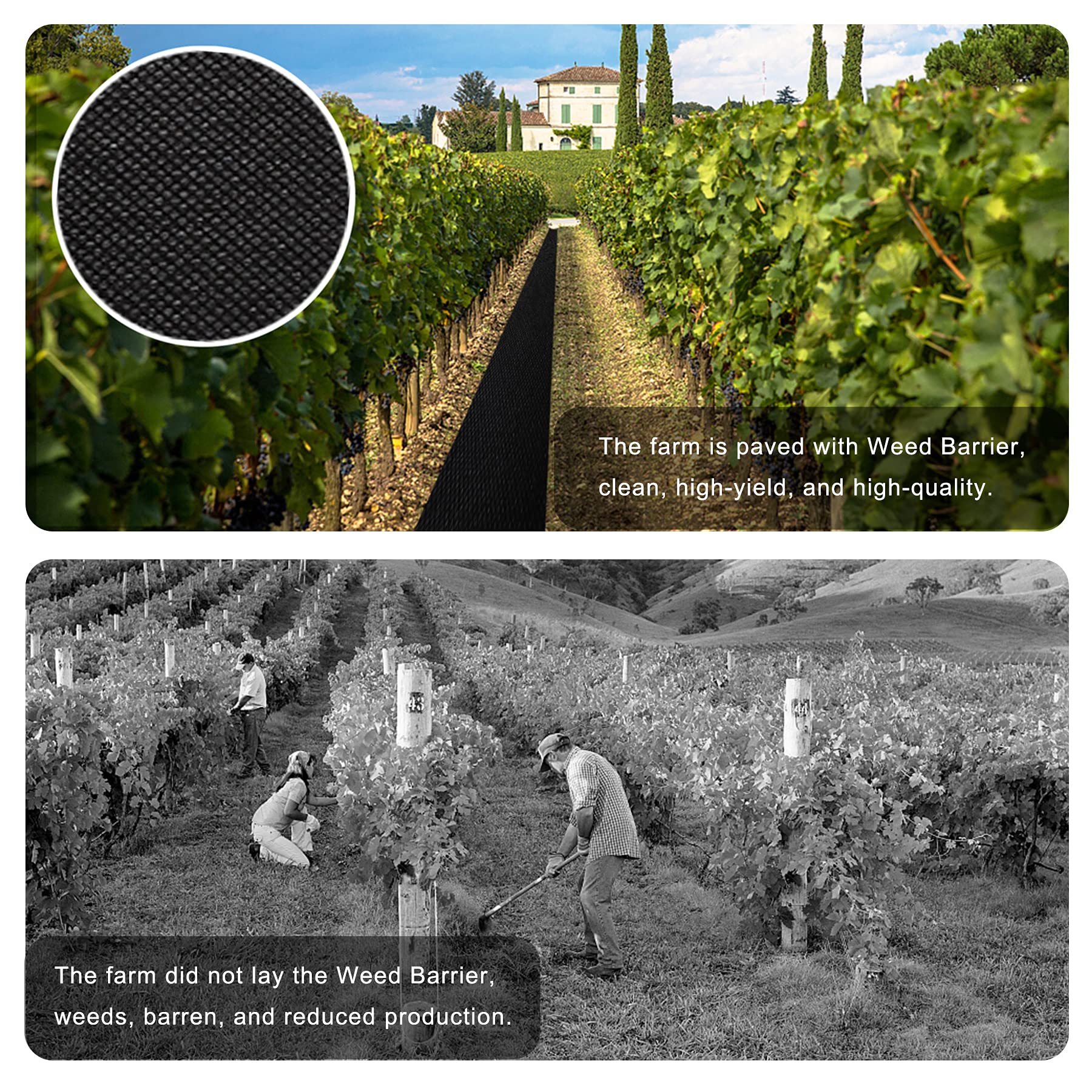 Umweltfreundliche schwarze Bodenabdeckung, 70 x 0,6 m, UV-beständig, 8 Jahre, UV-beständig, für Garten, Blumenbeete und Bauernhöfe, abbaubarer Unkrautblocker