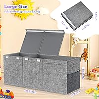 Vista 7 de Caja de juguetes extra grande con tapas, plegable, resistente, cajas organizadoras de almacenamiento de juguetes para niños y niñas, 40 x 14 x 16