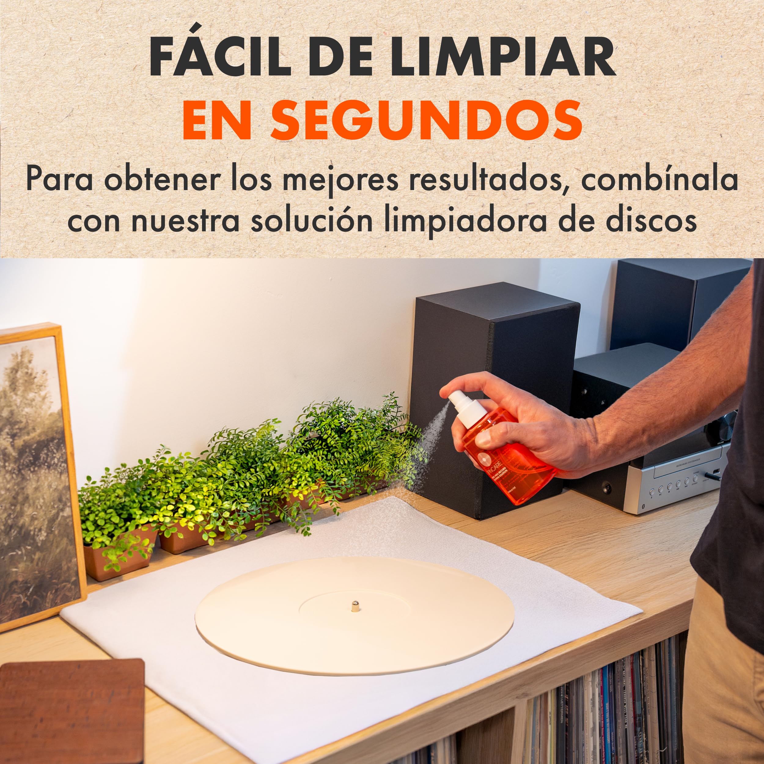 Alfombrilla acrílica blanca para tocadiscos | SPINCARE Premium 4 mm Slipmat Vinilo | Esterilla de 12" | Mejora el sonido del vinilo | Alfombrilla Tocadiscos Hi-Fi