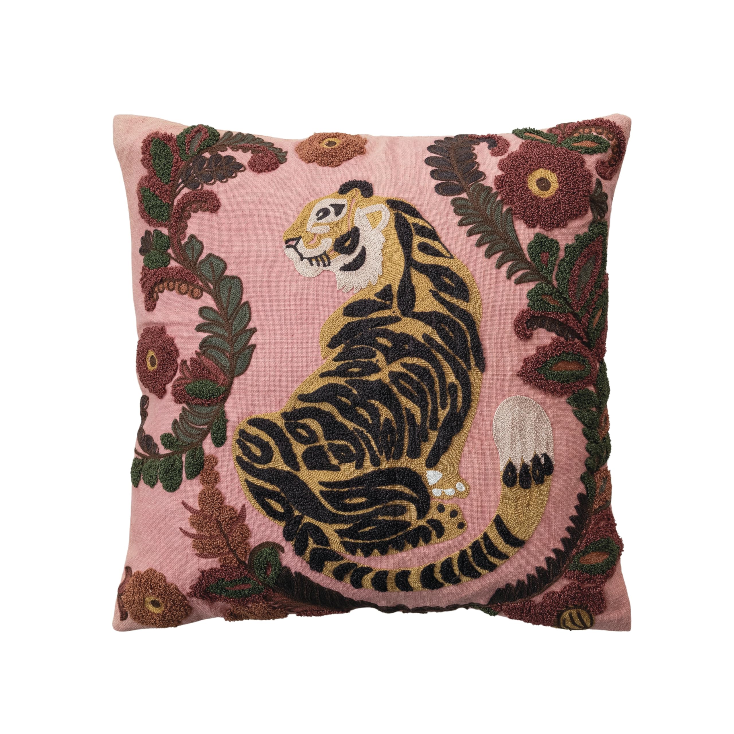 CREATIVE DRUG STORE × VERDY PILLOW Amazon.com: Creative Co-Op, Multicolor Embroidered Tiger and