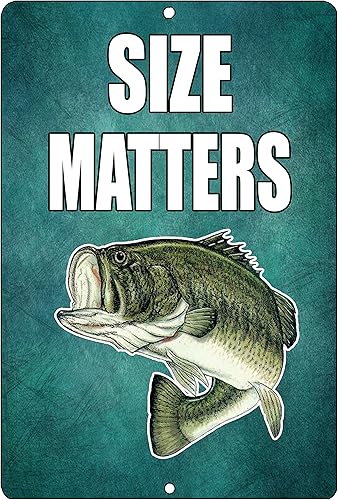Funny Size Matters Fishing Metal Tin Sign Decoración de pared Bass Fish Man Cave Bar