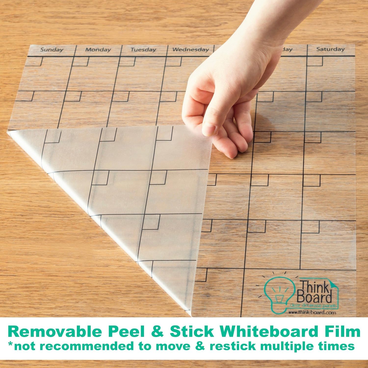 Think Board Clear Dry Erase Calendar – Self-Adhesive Whiteboard 24"x24" – Reusable Monthly Wall Planner for Home, Office, or Fridge – Removable Writing Surface for Schedules & Goals
