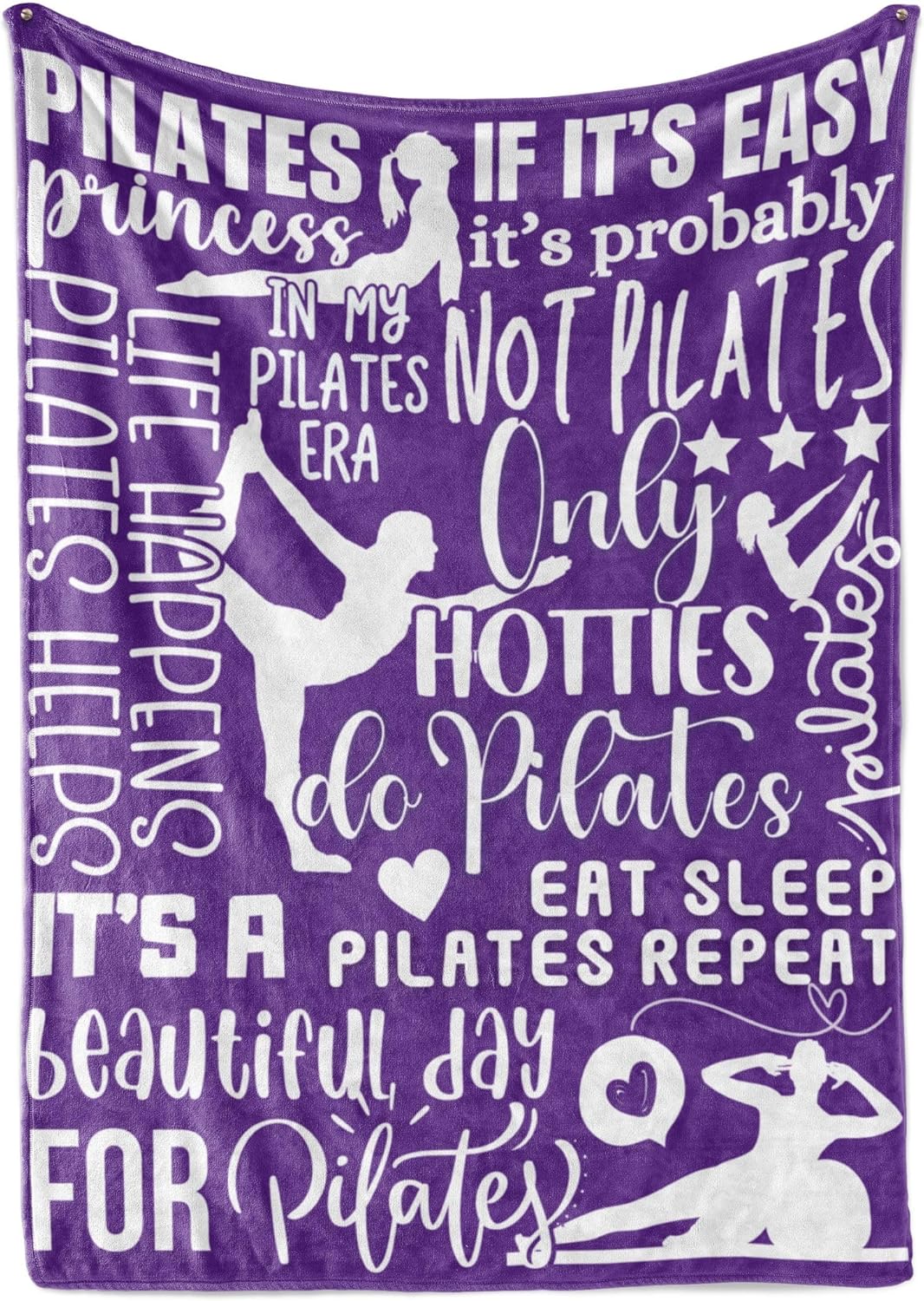 Pilates Gifts for Women, Female, Fitness Lovers, Instructors, Soft Blanket Gift for Birthday, Christmas, Violet, 60 x 80 inches