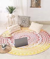 Vista 4 de Popular Handicrafts - Esterilla de yoga india redonda, mandala redondo, manta para playa, tapiz Hippy Boho Gypsy de algodón, mantel, toalla