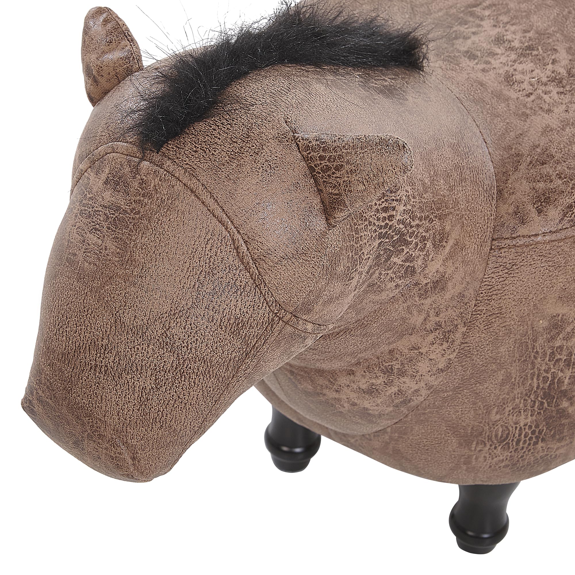 Beliani Hocker für Kinder in Pferdeform braun Lederoptik Horse