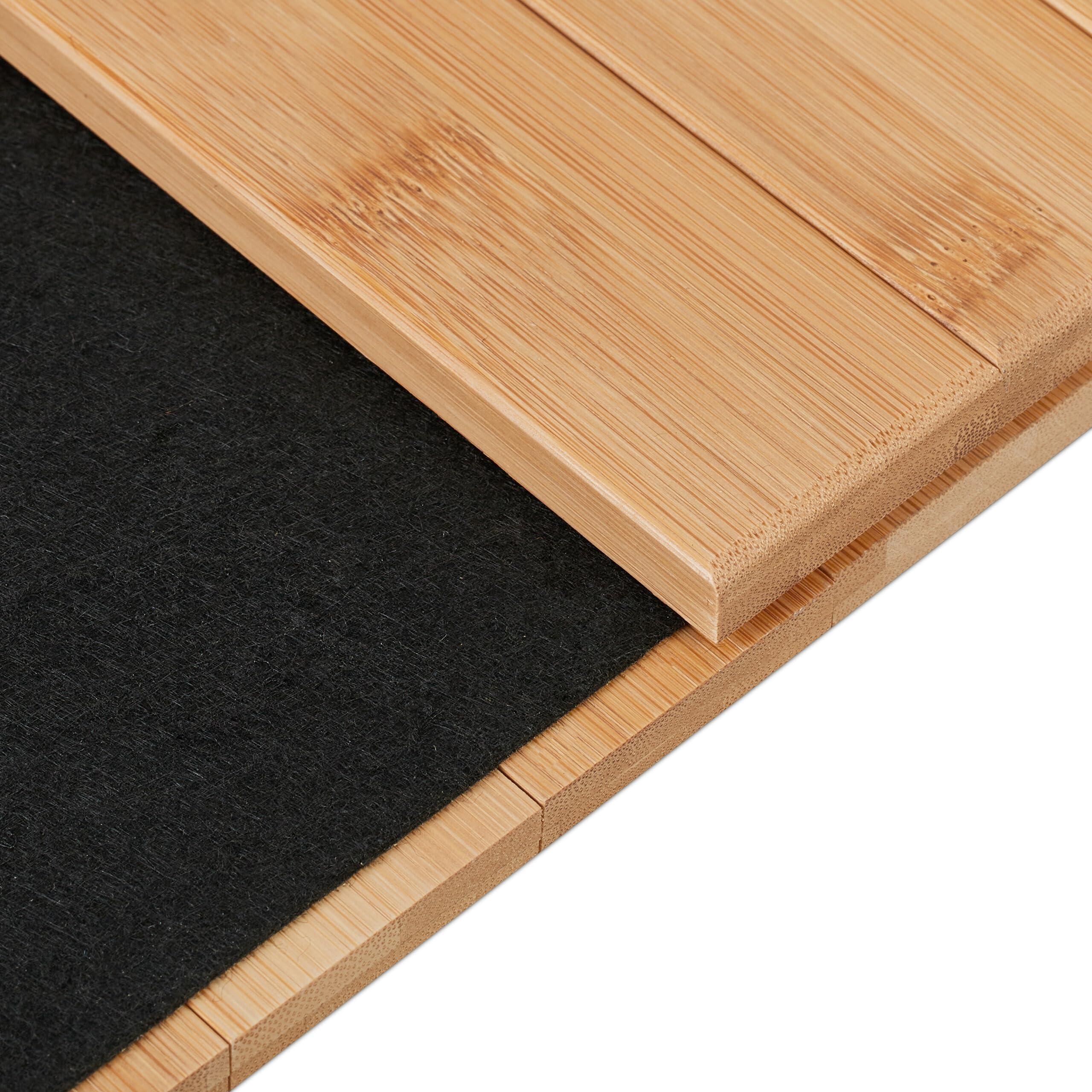 Relaxdays Support accoudoir, Bambou, HxLxP: 5,5x50x33,5 cm, Plateau, Dessous de Verre, 2 Compartiments, Nature - Noir