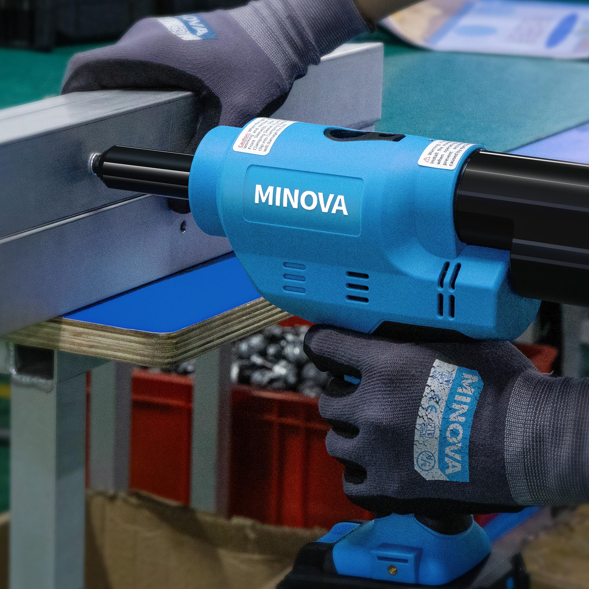 Minova Pistola de remache sin escobillas, herramienta de remache inalámbrica compatible con remaches de acero inoxidable de 6,4 mm, retroceso automático con batería de 18 V 4,0 Ah (2 piezas) 1