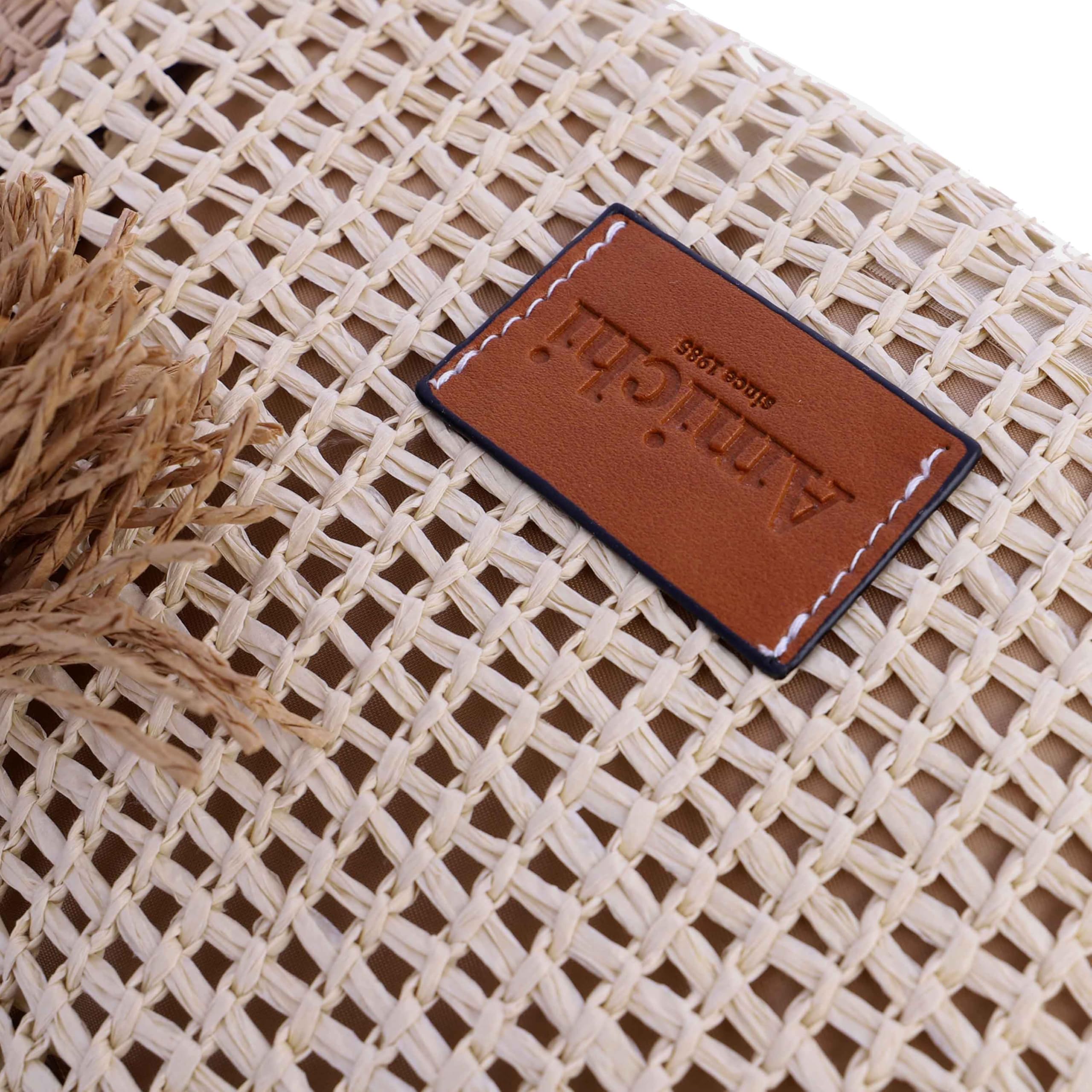 AMICHI - Bolso de mano de rafia para mujer - Bolso mano playa mujer - Bolsa playa para mujer, Nerja