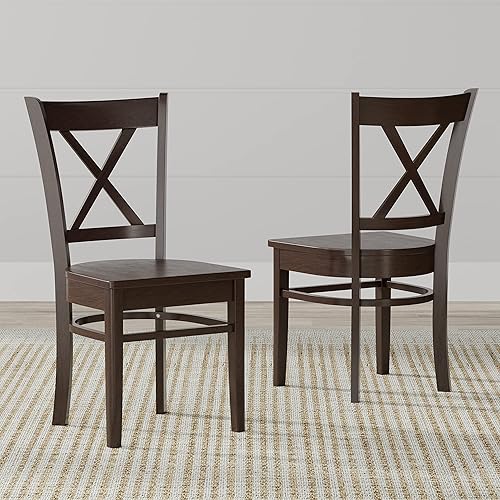 Glenwillow Home Sillas de comedor de madera maciza con respaldo cruzado en blanco (juego de 2)