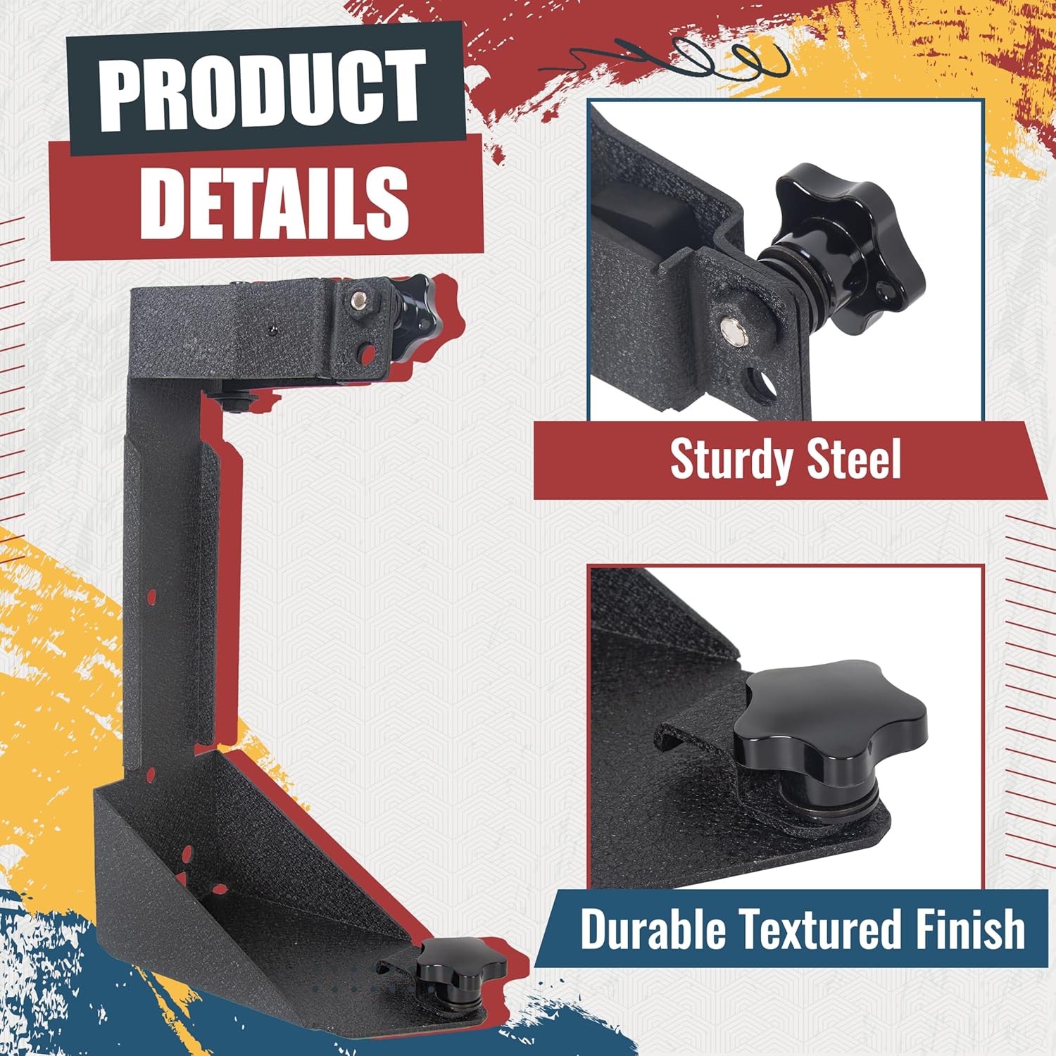 ECOTRIC High Lift Jack Mount Rear Carrier Mounting Bracket Compatible with 2007-2018 Jeep Wrangler JK Rear Off-Road Heavy Duty