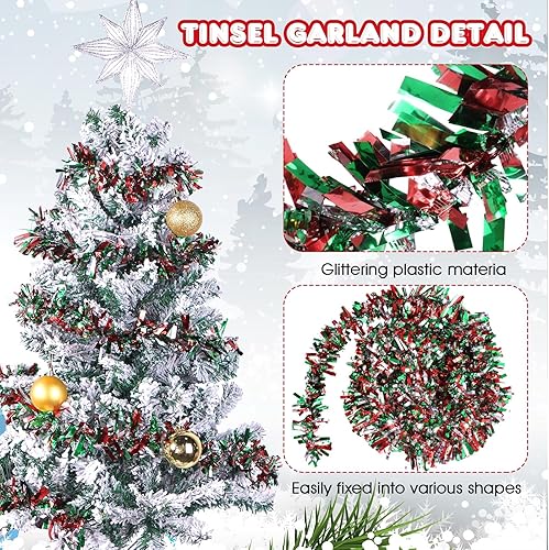 Miniatura 121 de Shappy Guirnalda de oropel negra de 90 pies, 6 rollos para decoración de Halloween, Navidad, guirnalda metálica con purpurina para bodas, fiestas
