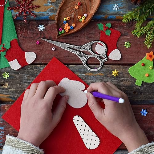 Miniatura 5 de Tijeras de bordado de costura plateada de 4.5 pulgadas con cubierta de tijeras de cuero, tijeras pequeñas y afiladas para bordar, manualidades,