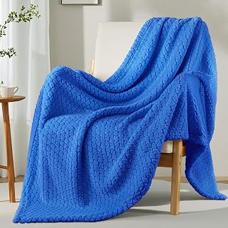 Exclusivo Mezcla Fleece Throw Blanket for Couch, Soft Lightweight Throw Blanket for Fall Winter, Cozy and Warm Bedding for All Seasons, 50x60 Inches, Cobalt Blue