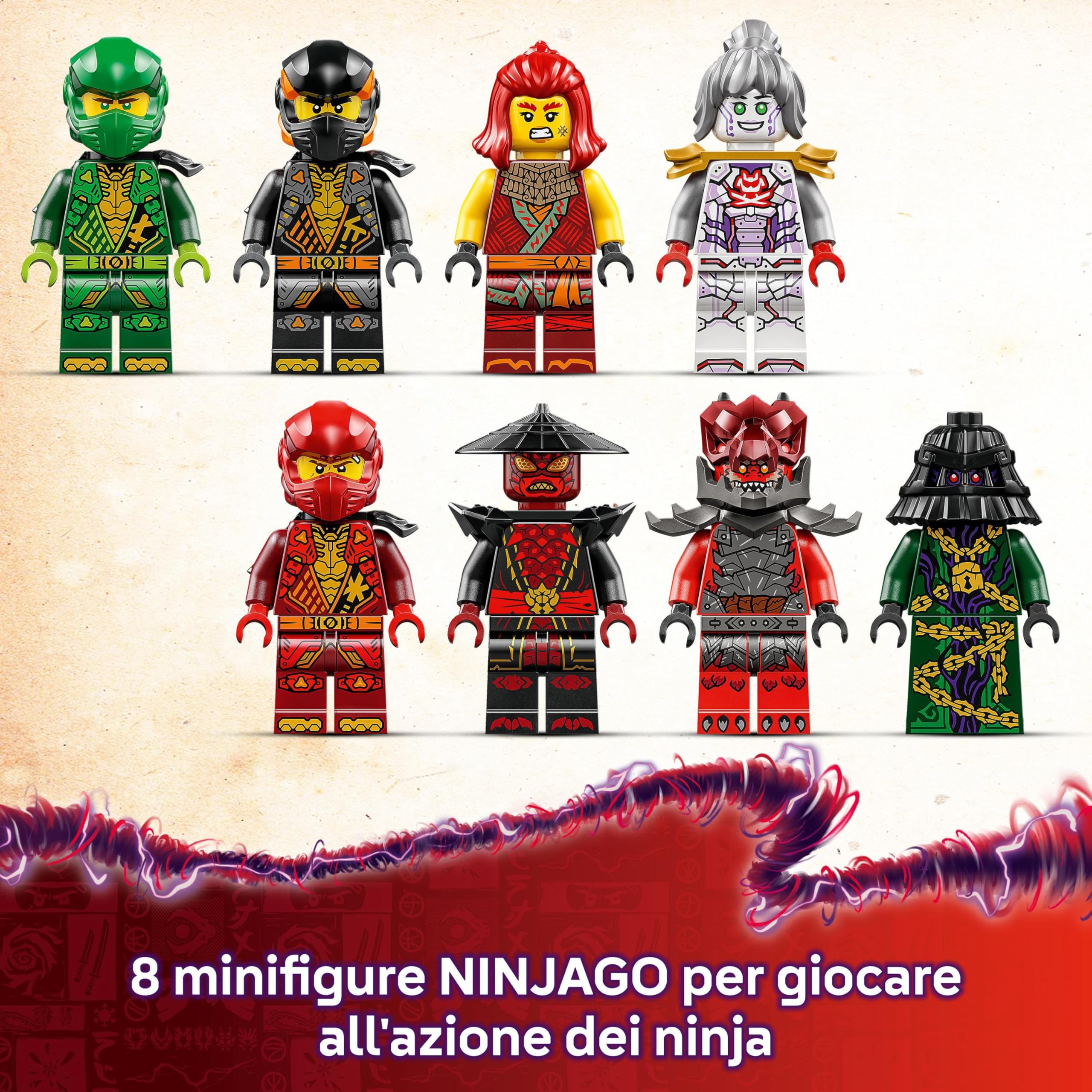 LEGO NINJAGO l’Arco Dragone della Concentrazione, Giocattolo con Drago, 8 Minifigure e Spinner Spinjitzu, Giochi per Bambini e Bambine da 9 Anni, Regalo di Compleanno per fan di Dragons Rising - 71836