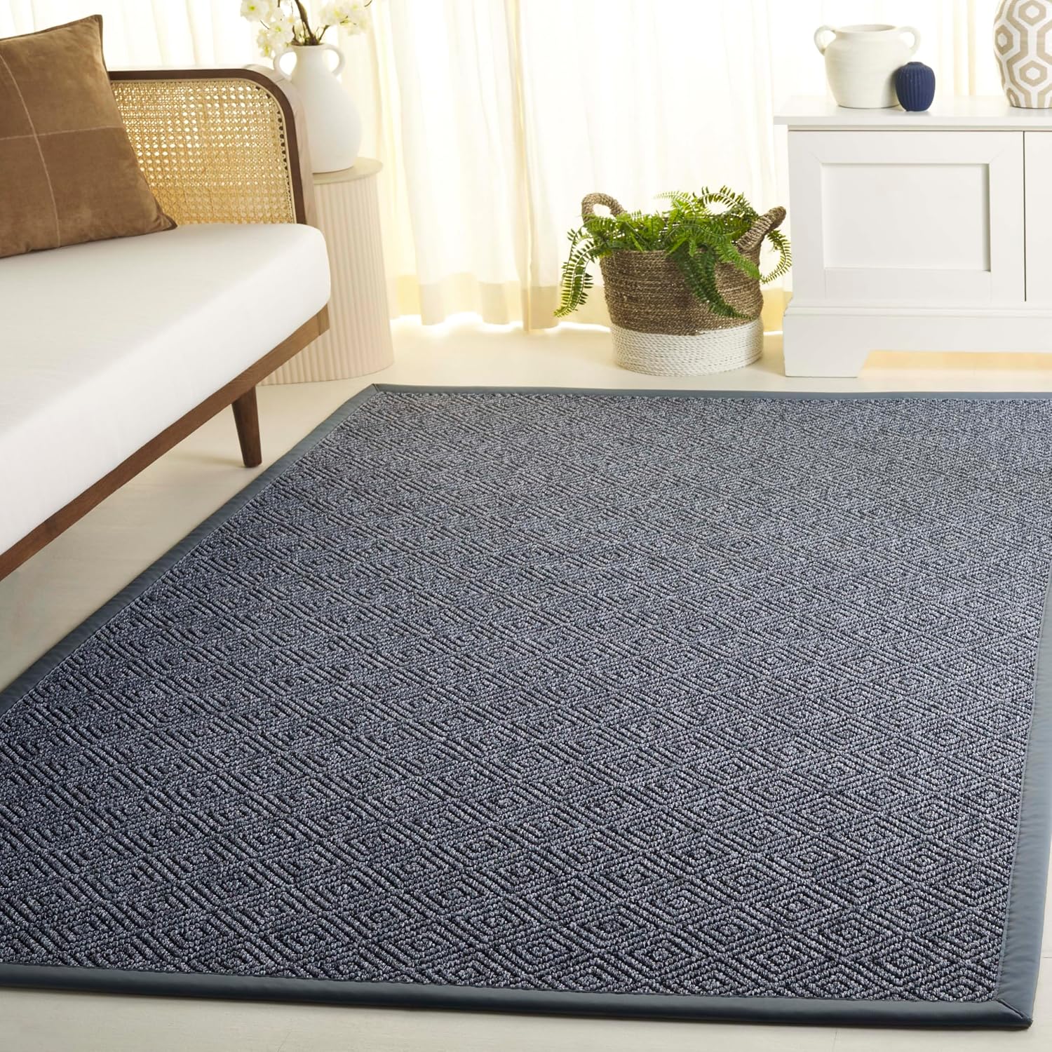 SAFAVIEH Washable Rug Outdoor Napa Faux Sisal Collection - 5' x 8', Marble & Charcoal, Non-Shedding & Easy to Clean, Ideal for Patio, Backyard, Mudroom (NFS144H)