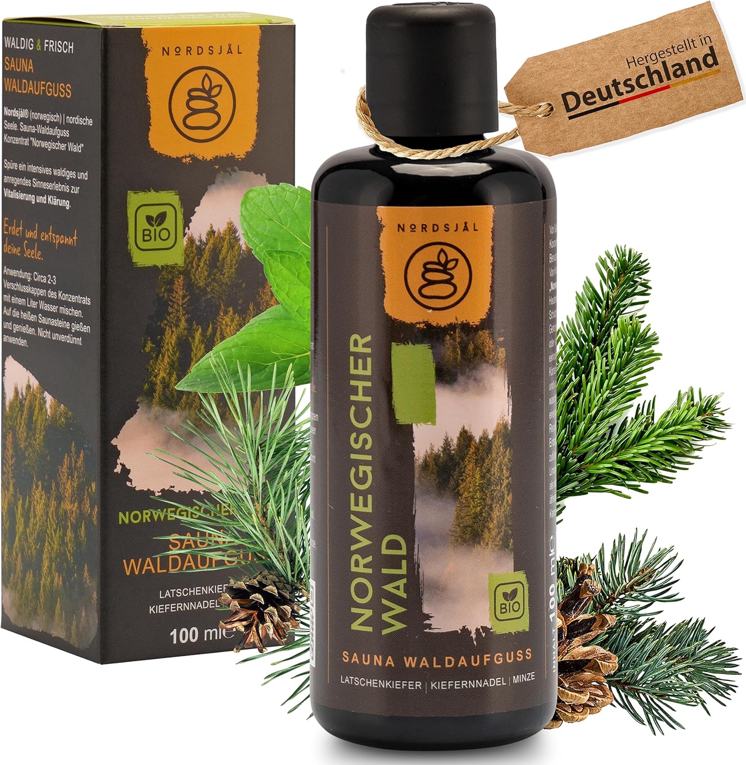 Nordsjal Saunaaufguss mit ätherischem BIOÖl Waldaufguss Latschenkiefer