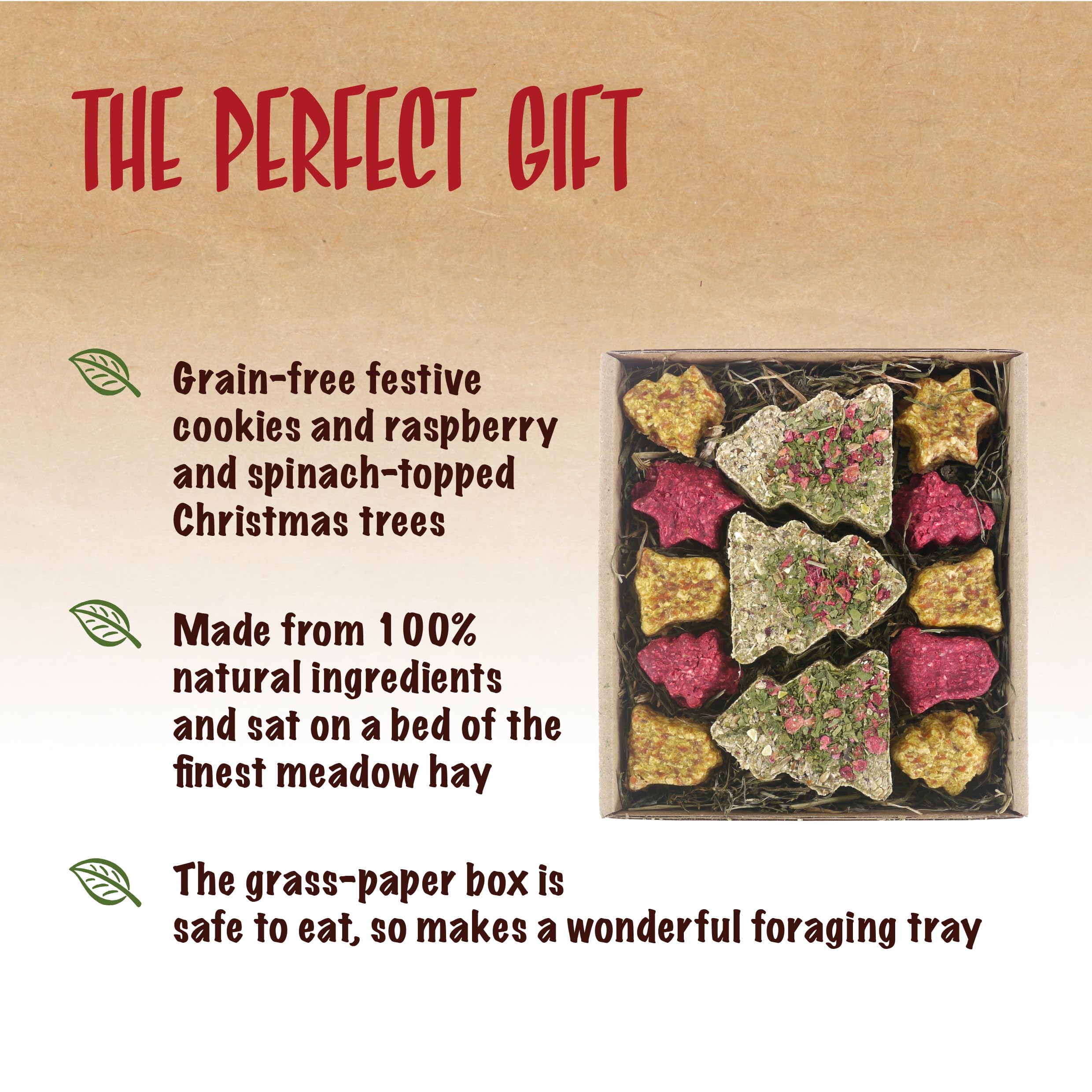 Rosewood Naturals Festive Cookies Forage Tray for Small Animals, Grain Free, 100% Natural and Healthy Treats with Hay - Image 2