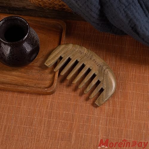 Miniatura 5 de Moreinday Peine de dientes anchos Peine de madera Peine del cuero cabelludo Peine desenredante Peine para el pelo para mujeres y hombres Peine de