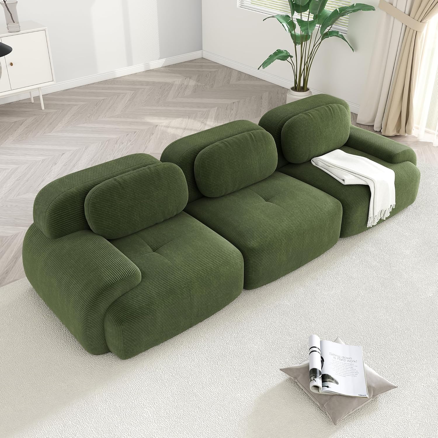 Modular Sectional Sofa Boneless Couch Corduroy Cloud Couch,