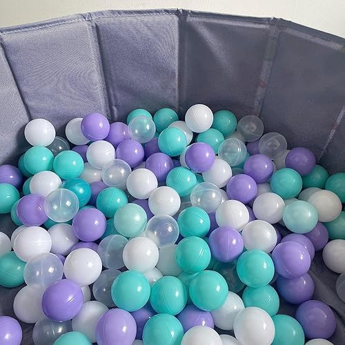 Miniatura 6 de Pelotas moradas de 500 unidades, bolas de plástico 500 para corralitos y hoyos de pelotas para bebés, sin BPA, bolas suaves para decoración de