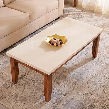 Home Centre Giza Faux Marble Top Coffee Table - Beige and BrownHome Centre