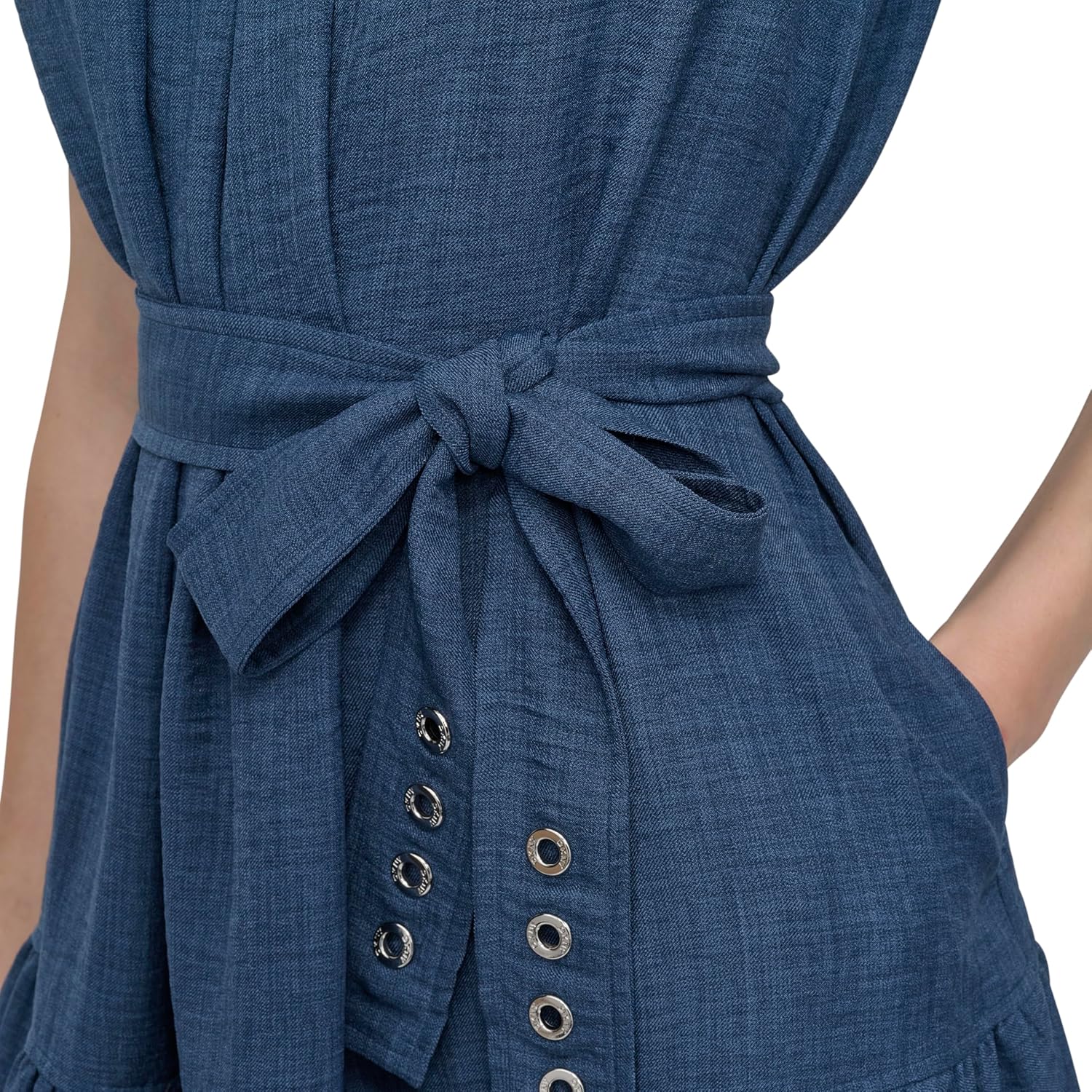 DKNY Womens Sleeveless Jewel Neck Fit and Flare Dress - Image 5