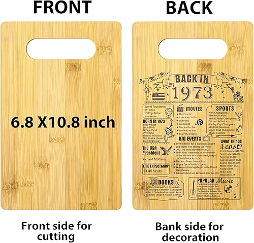 Miniatura 6 de Regalos de cumpleaños número 52 para mujeres u hombres, tabla de cortar en 1973, decoraciones de cumpleaños de 52 años, regalos de cumpleaños de