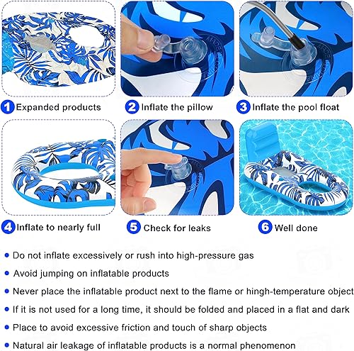 Miniatura 7 de Flotadores de piscina para adultos, tumbona inflable con respaldo y portavasos, gran silla flotante de piscina para piscina, playa, lago, cómodos