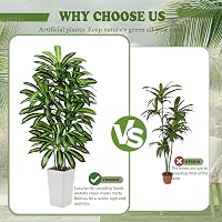 FSOHOI 180cm Műanyag Dracaena Fa Fehér Kaspóval Trópusi Dekoráció Lakásba - 22.9 cm, 1, White Tall Planter 6