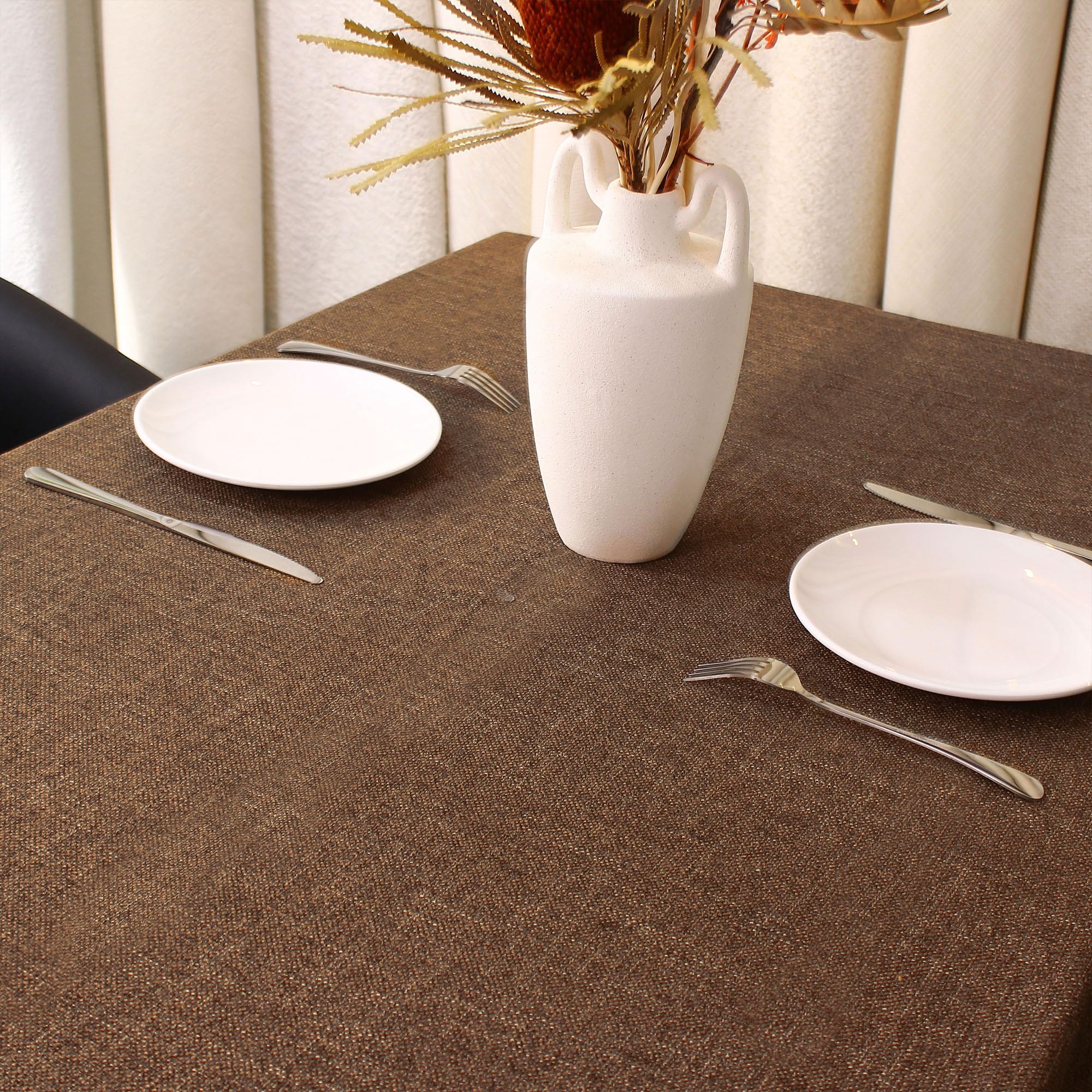 homeart Velora Light Brown Square Tablecloth 150 × 150 cm (59″ × 59″) – Water-Resistant, Wipeable & Durable Fabric – Elegant Table Cover for Dining & Kitchen Stylish Decor