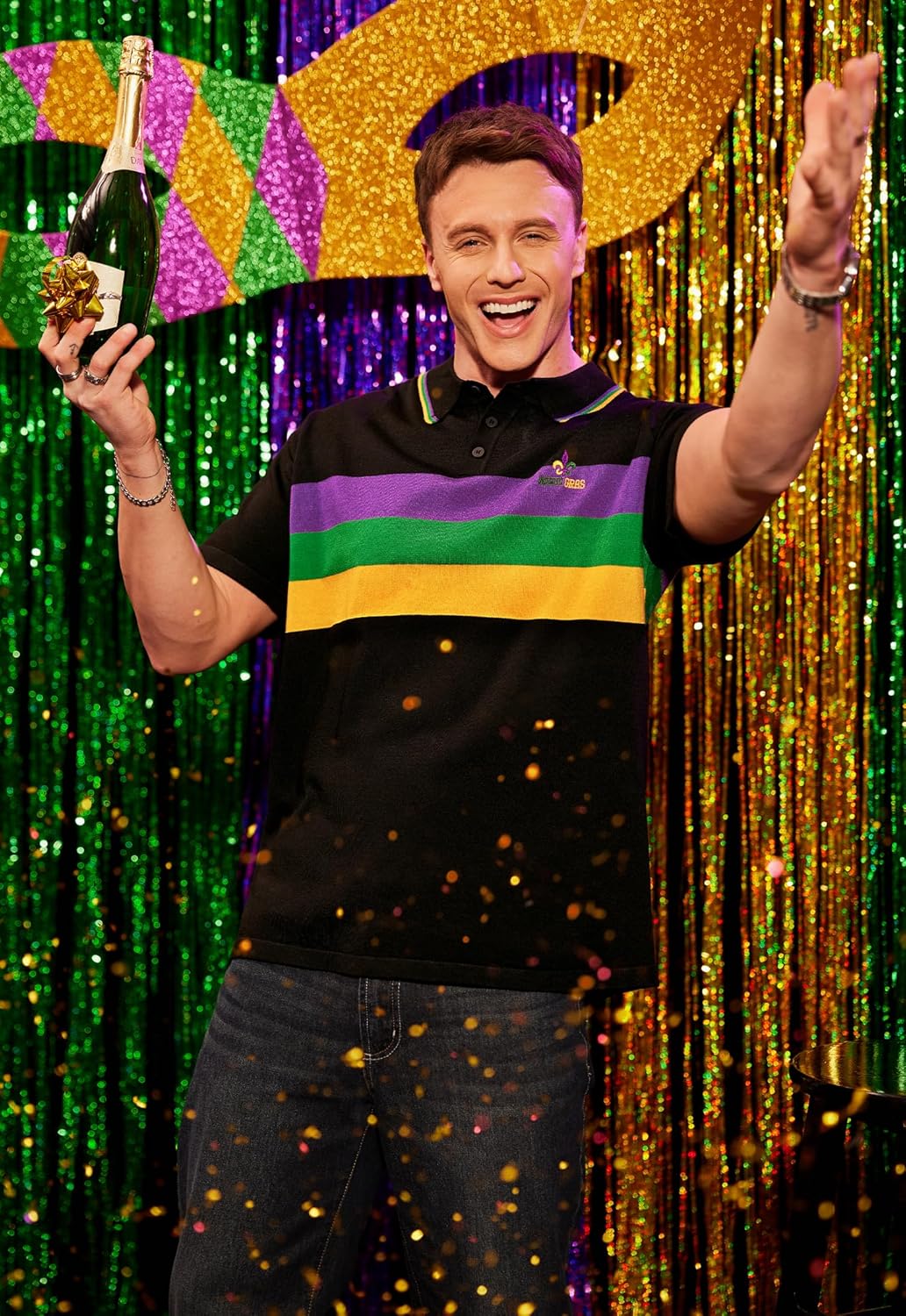 Arvilhill Men's Mardi Gras Polo Embroidered Striped Carnival Shirt (S-3XL) - Image 7