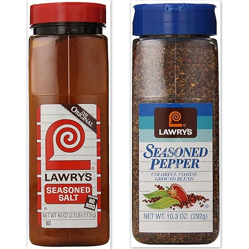 Lawry's Seasoning Bundle (Pack of 2) includes 1-Bottle Seasoned Salt, 40 oz + 1-Bottle Seasoned Pepper, 10.3 oz