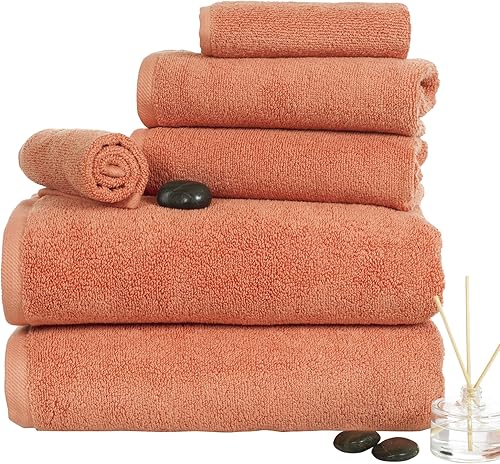 Bedford Home Juego de 6 piezas 100% algodón Zero Twist - Ladrillo